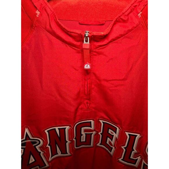 VTG Anaheim Angels Majestic Windbreaker Mens XL Red MLB Baseball 3/4 SLEEVE - Picture 5 of 13